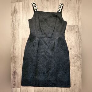 Kay Unger Gold Chain Strap Black Cocktail Party Dress Size 10